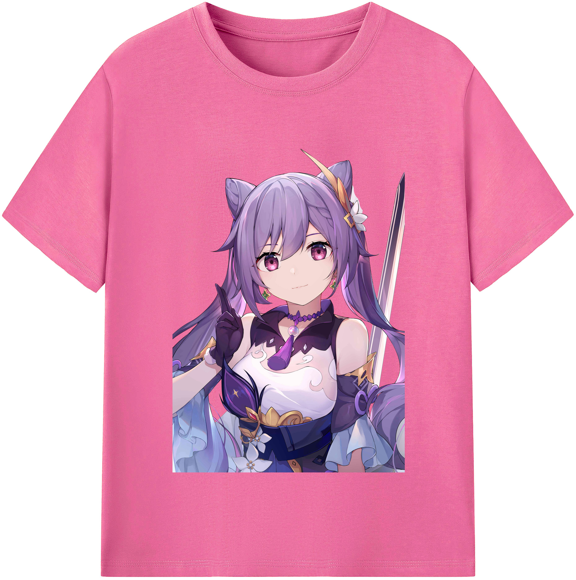 げんし神 刻晴 こくせい genshin Kokusei レディースカジュアルプリントTシャツ（綿100％）